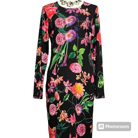 Venus sz M Midi Floral Long Sleeve Dress - Picture 4 of 11